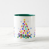 Autismus Weihnachtsbaum Zweifarbige Tasse (Mittel)