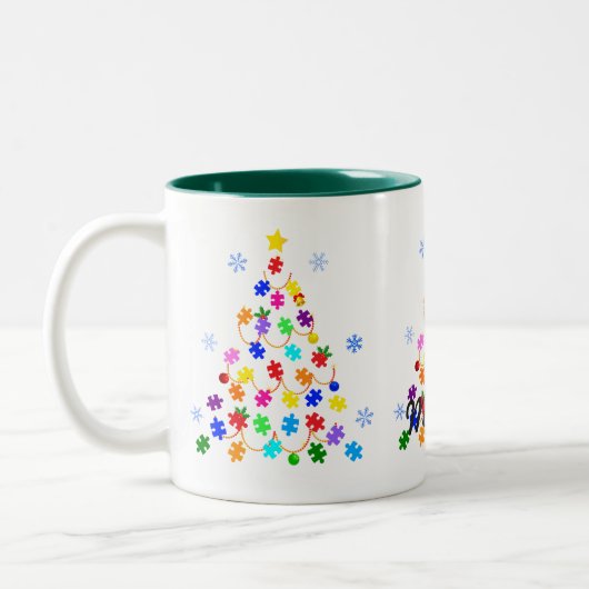 Autismus Weihnachtsbaum Zweifarbige Tasse (Links)