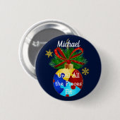 Autismus-Weihnachtskugel Button (Vorne & Hinten)