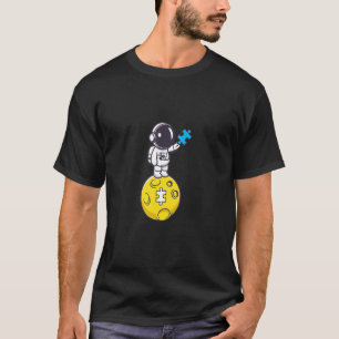 Autismus Weltraum Person Mond Blau Puzzle Teil Aut T-Shirt