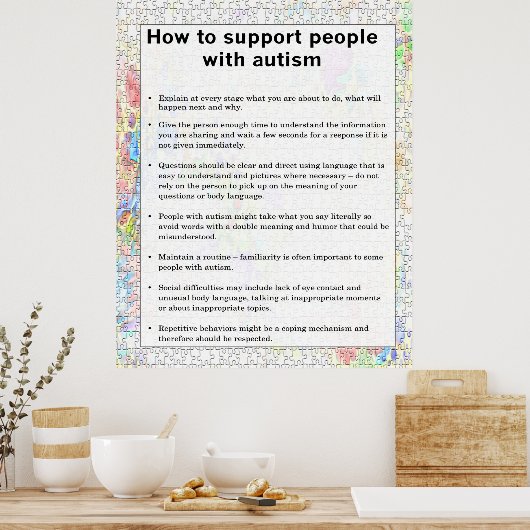 Autismus wie man manche mit Autismus unterstützt Poster (Küche)