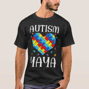 Autismus Yaya passende Familie Herz Autismus-Bewus T-Shirt