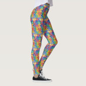 Autismusbewusstseins-Aquarell-Puzzlespielentwurf Leggings (Rechts)