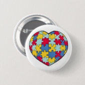 Autismuspuzzlespiel-Stückherz Button (Vorne & Hinten)