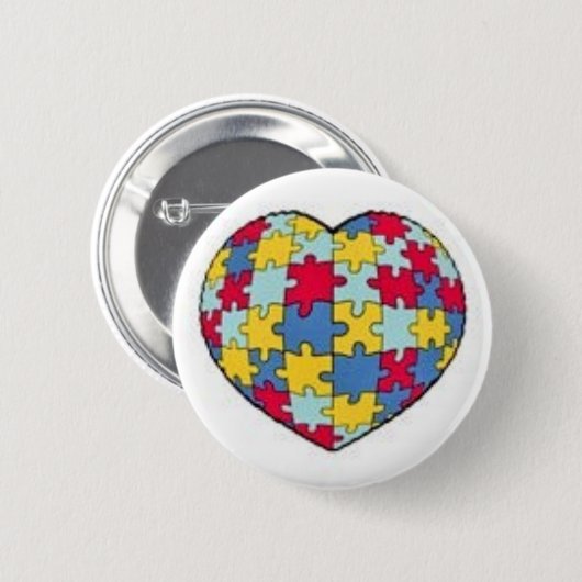 Autismuspuzzlespiel-Stückherz Button (Vorne & Hinten)