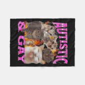 Autistic And Gay Funny Cat Meme Bootleg Graphic  Fleecedecke (Vorderseite (Horizontal))