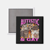 Autistic And Gay Funny Cat Meme Bootleg Graphic Magnet (Vorderseite/Rückseite)