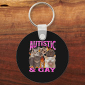 Autistic And Gay Funny Cat Meme Bootleg Graphic Schlüsselanhänger (Vorderseite)