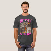 Autistic and Gay Funny Cat Meme Bootleg retro T-Shirt (Vorne ganz)