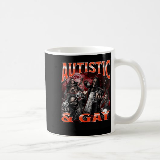 Autistic And Gay Funny Hard Skeleton Meme Bootleg Kaffeetasse (Rechts)