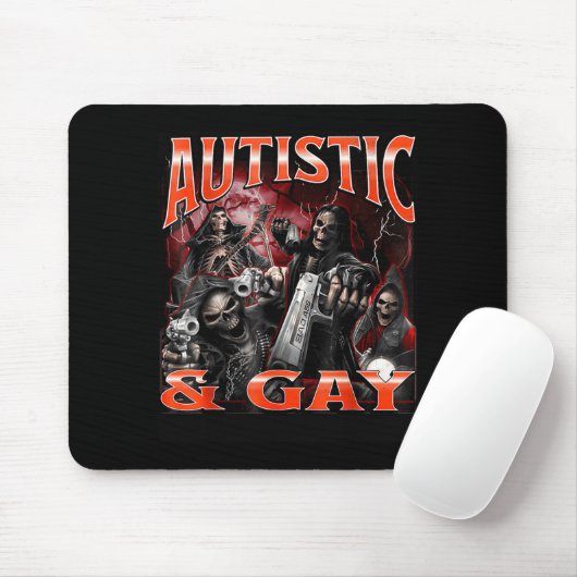 Autistic And Gay Funny Hard Skeleton Meme Bootleg  Mousepad (Mit Mouse)