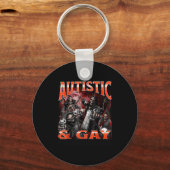 Autistic And Gay Funny Hard Skeleton Meme Bootleg Schlüsselanhänger (Vorderseite)