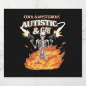 Autistic and Gay Skeleton Funny Autismus Bewusstse Bierflaschenetikett (Einzelnes Label)