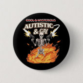Autistic and Gay Skeleton Funny Autismus Bewusstse Button (Vorderseite)