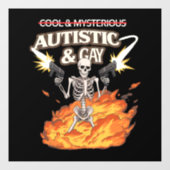 Autistic and Gay Skeleton Funny Autismus Bewusstse Fensteraufkleber (Blatt)