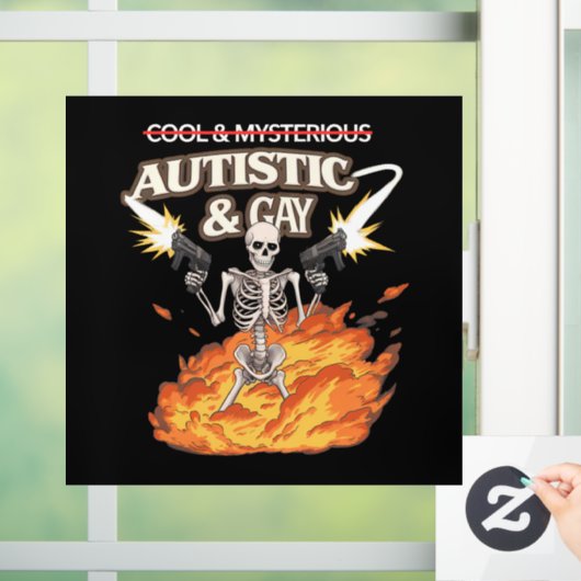 Autistic and Gay Skeleton Funny Autismus Bewusstse Fensteraufkleber (Zuhause)