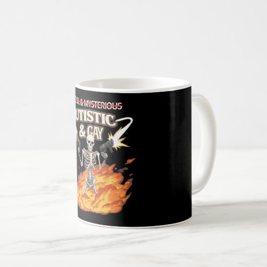 Autistic and Gay Skeleton Funny Autismus Bewusstse Kaffeetasse (VorderseiteRechts)
