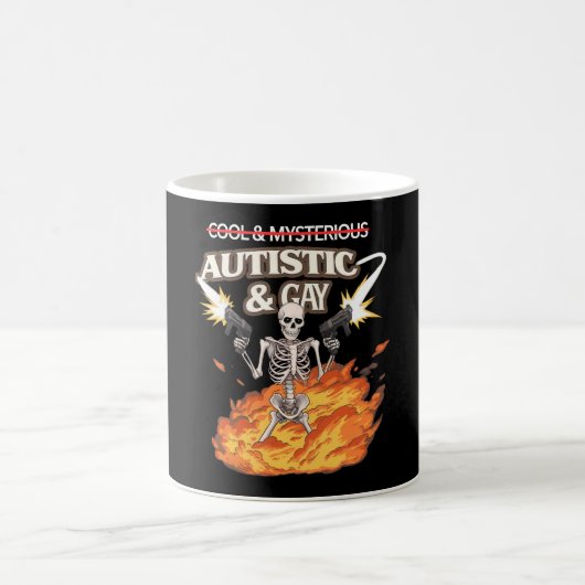 Autistic and Gay Skeleton Funny Autismus Bewusstse Kaffeetasse (Mittel)