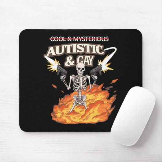 Autistic and Gay Skeleton Funny Autismus Bewusstse Mousepad (Mit Mouse)