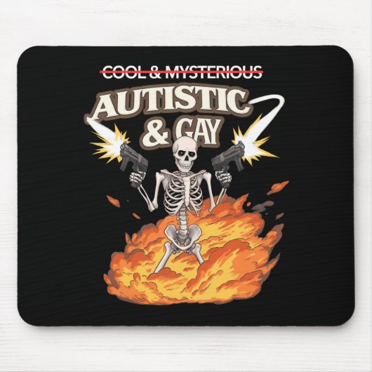 Autistic and Gay Skeleton Funny Autismus Bewusstse Mousepad (Vorne)