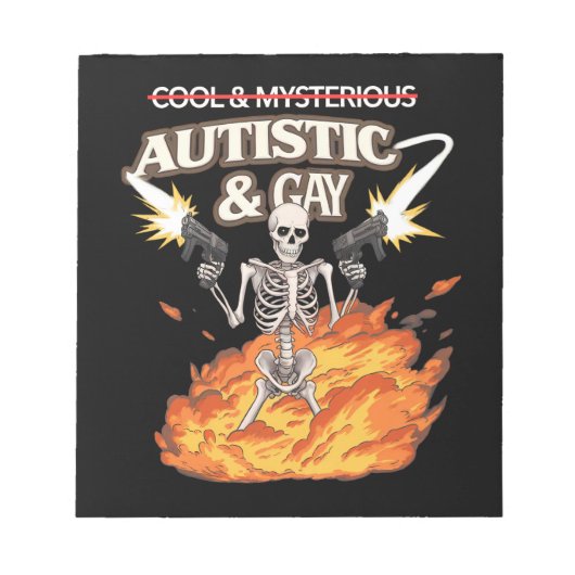 Autistic and Gay Skeleton Funny Autismus Bewusstse Notizblock (Vorderseite)