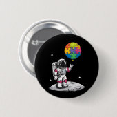 Autistic Astronaut Balloon Space Autiseness Awaren Button (Vorne & Hinten)