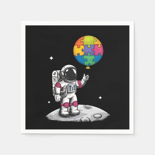 Autistic Astronaut Balloon Space Autiseness Awaren Serviette (Vorderseite)