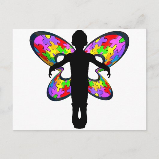 Autistic Butterfly Ribbon Postkarte (Vorderseite)