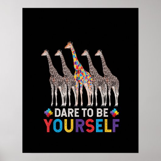 Autistic|Dare to be Different Giraffe Puzzle Piece Poster (Vorne)