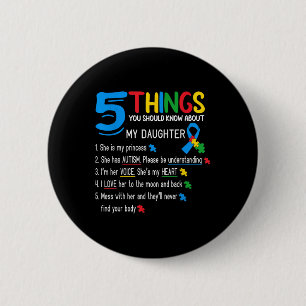 Autistic Daughter Autismus Awareness Support Mama Button