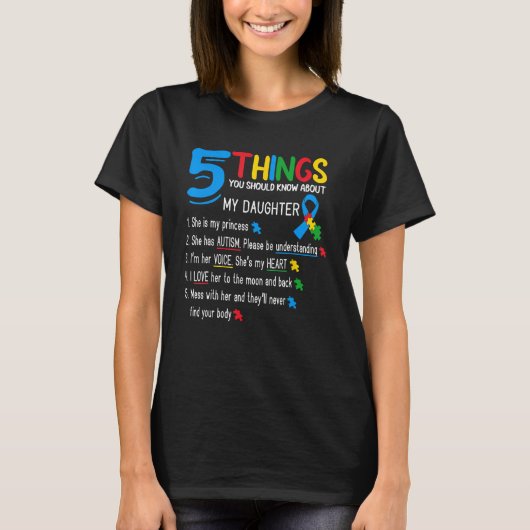 Autistic Daughter Autismus Awareness Support Mama T-Shirt (Vorderseite)