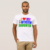 Autistic Daughter Proud Autismus Vater T-Shirt (Vorne ganz)