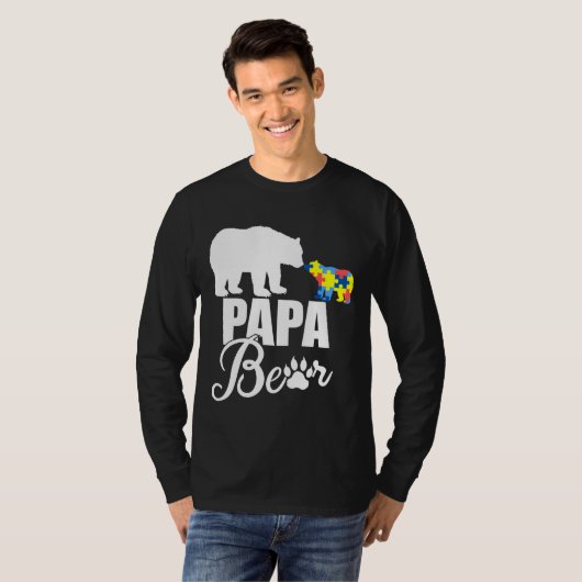 Autistic Papa Bear Autismus Bewusstsein T-Shirt (Vorne ganz)