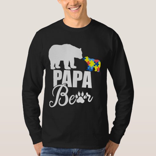 Autistic Papa Bear Autismus Bewusstsein T-Shirt (Vorderseite)
