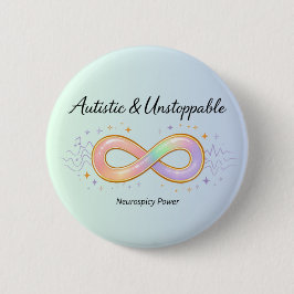 Autistic Unstoppable Pastel Infinity Symbol Gift Button
