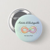 Autistic Unstoppable Pastel Infinity Symbol Gift Button (Vorne & Hinten)