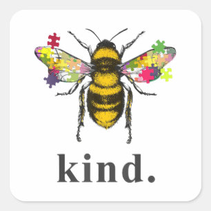 autistisch   Autismus be Kind Beekeeper Puzzle Pie Quadratischer Aufkleber