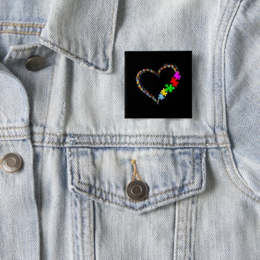 autistisch | Autismus Bewusstsein Herz Puzzle Stüc Button (Beispiel)