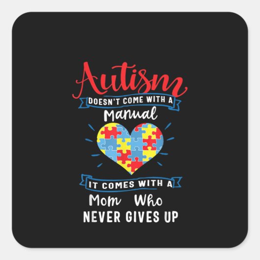 autistisch | Autismus kommt nicht mit einem Handbu Quadratischer Aufkleber (Vorderseite)