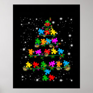 autistisch   Autismus Puzzle Piece Weihnachtsbaum Poster