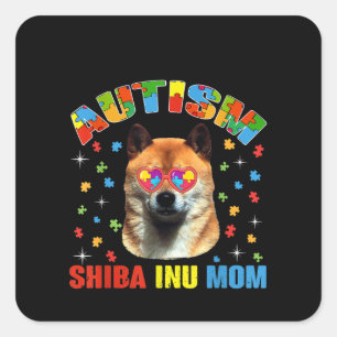 autistisch Autismus Shiba Inu Mama Puzzle Piece Quadratischer Aufkleber