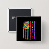 autistisch | Autistischer Vater Autismus USA Flag Button (Vorne & Hinten)