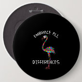 autistisch | Embrace alle Unterschiede Flamingo Pu Button (Vorne & Hinten)