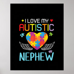 autistisch I Liebe my Autistic Nephew Heart Puzz Poster