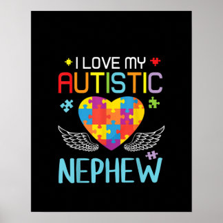autistisch | I Liebe my Autistic Nephew Heart Puzz Poster