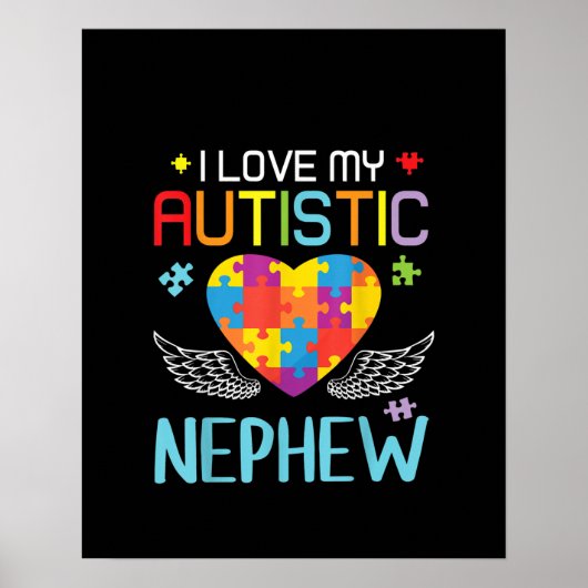 autistisch | I Liebe my Autistic Nephew Heart Puzz Poster (Vorne)