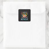 autistisch | I Liebe my Autistic Nephew Heart Puzz Quadratischer Aufkleber (Tasche)