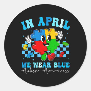 Autistisch im April tragen wir blaues Autismus Bew Runder Aufkleber
