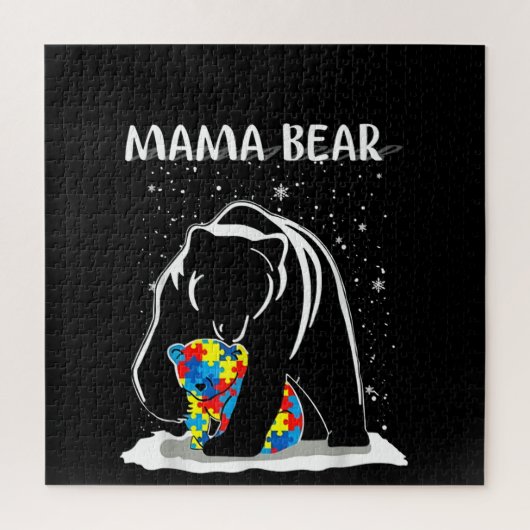 autistisch | Mama Bear Autismus Puzzle Piece Snowf (Vertikal)