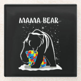 autistisch   Mama Bear Autismus Puzzle Piece Snowf Glasuntersetzer